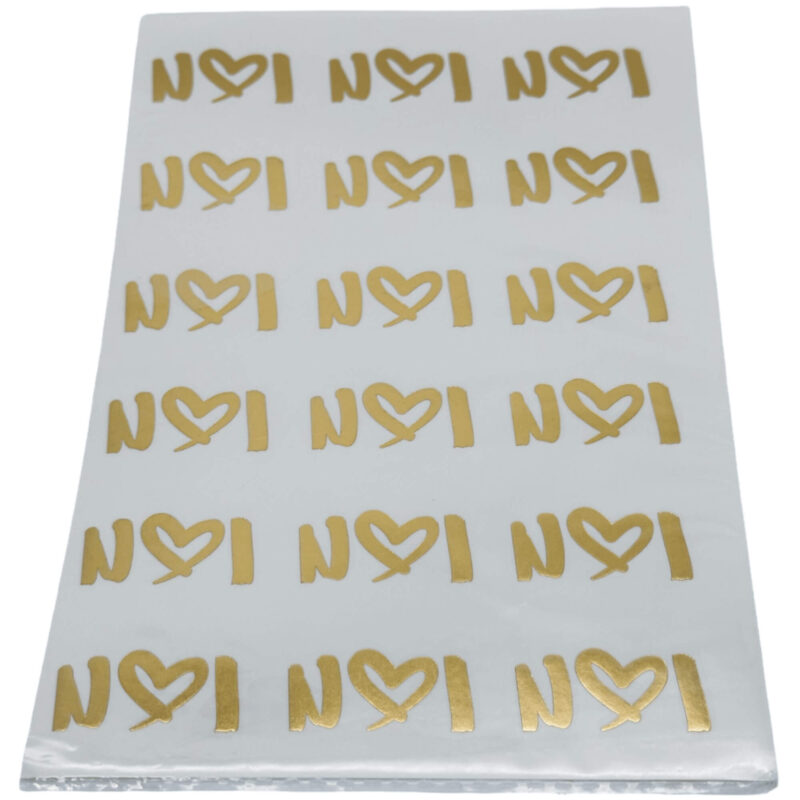 18 count live sentiments sheet with I love you gold foil designs featuring heart symbol for roses and plants